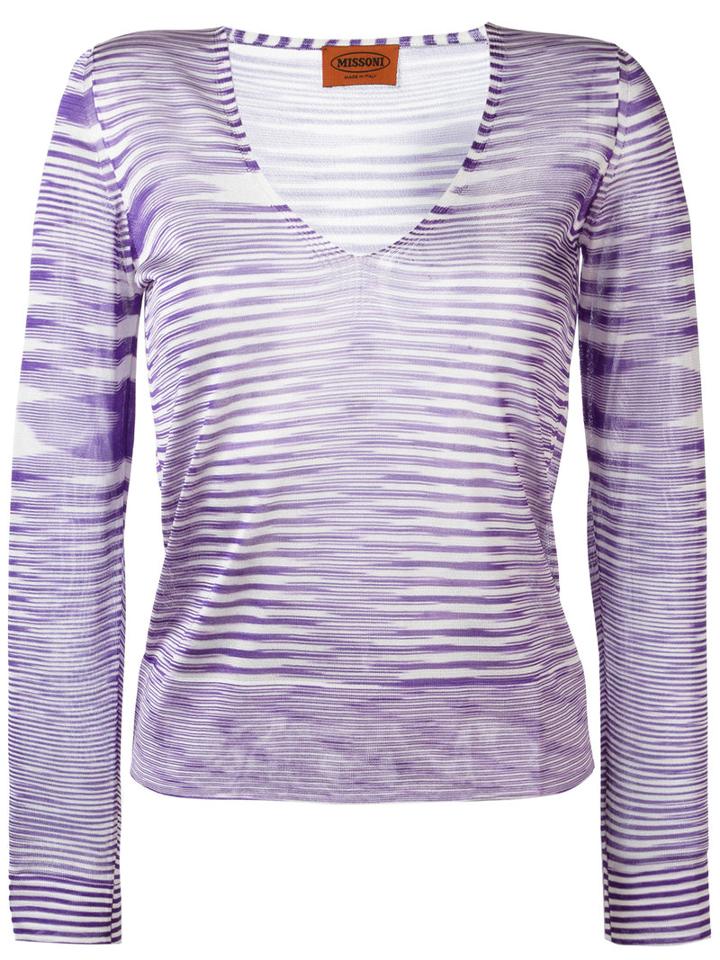Missoni V-neck Knitted Blouse, Women's, Size: 40, Pink/purple, Rayon