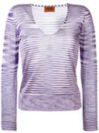 Missoni V-neck Knitted Blouse, Women's, Size: 40, Pink/purple, Rayon