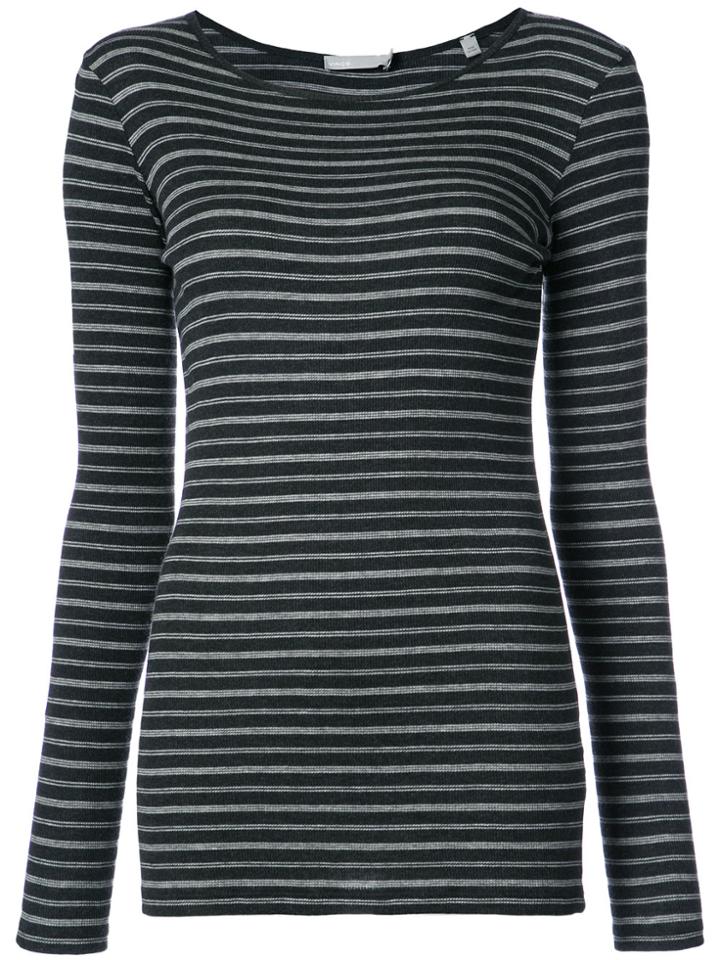 Vince Striped Long Sleeve Top - Grey