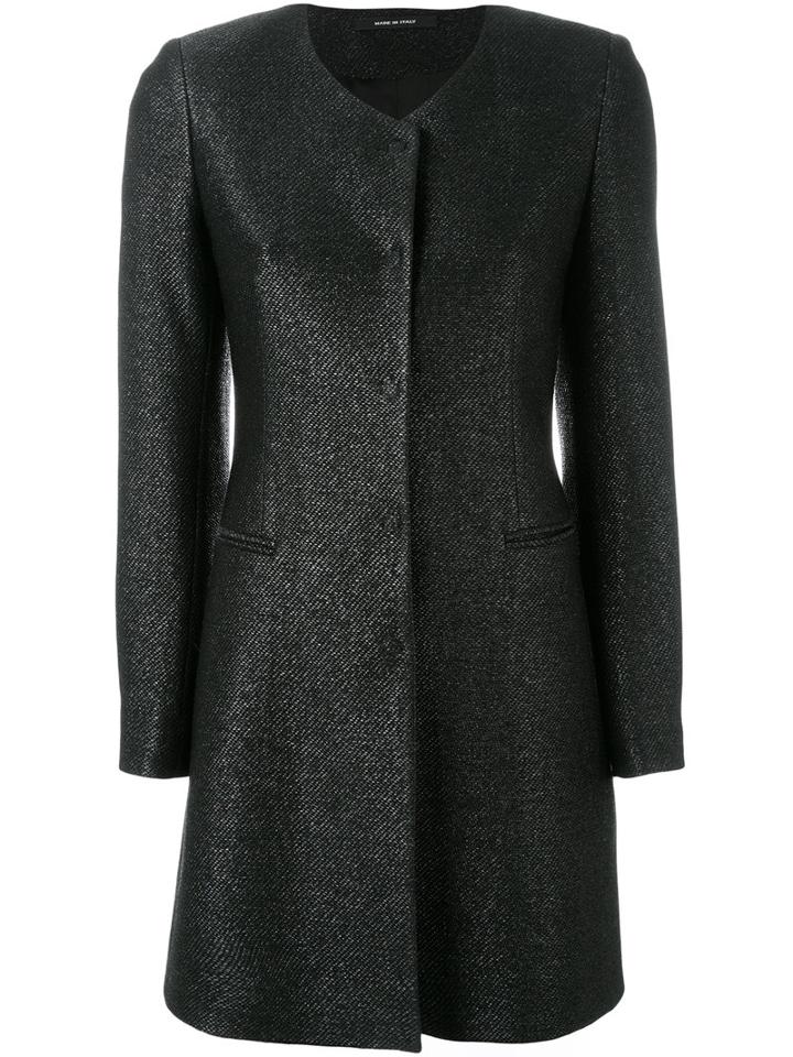 Tagliatore - Concealed Placket Coat - Women - Cotton/polyamide - 44, Women's, Black, Cotton/polyamide