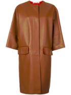 Marni Oversized Leather Lambskin Coat - Brown