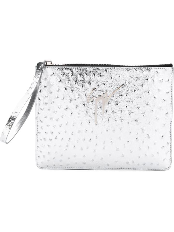 Giuseppe Zanotti Design Ostrich Leather Clutch