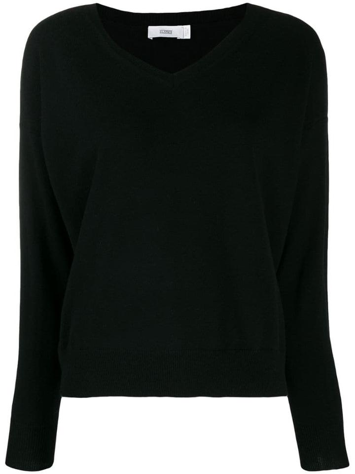 Closed V-neck Jumper - Black