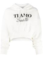 Gaelle Bonheur Slogan Drawstring Hoodie - White