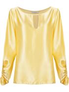 Martha Medeiros Billowing Sleeves Silk Blouse, Women's, Size: 40, Yellow/orange, Silk