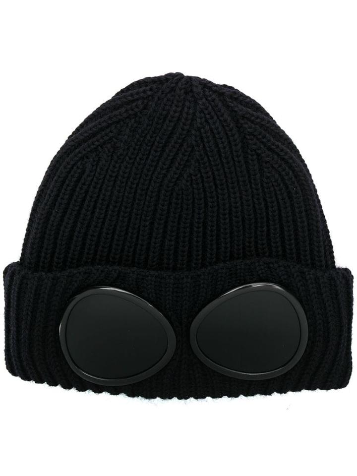 Cp Company Google Ribbed Knit Beanie - Blue