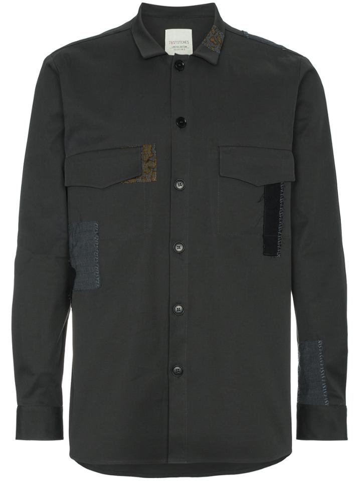 78 Stitches Grey Patchwork Shirt Jacket