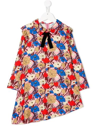 Vivetta Kids Floral Asymmetric-hem Dress - Pink