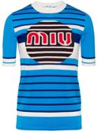 Miu Miu Logo Knit Pullover - Blue