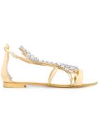 Giuseppe Zanotti Design Crystal Embellished Flat Sandals - Metallic