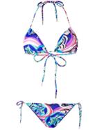 Emilio Pucci Merida Print Triangle Bikini - Blue