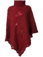 Miharayasuhiro Cable Knit Poncho, Women's, Size: 36, Red, Acrylic/wool