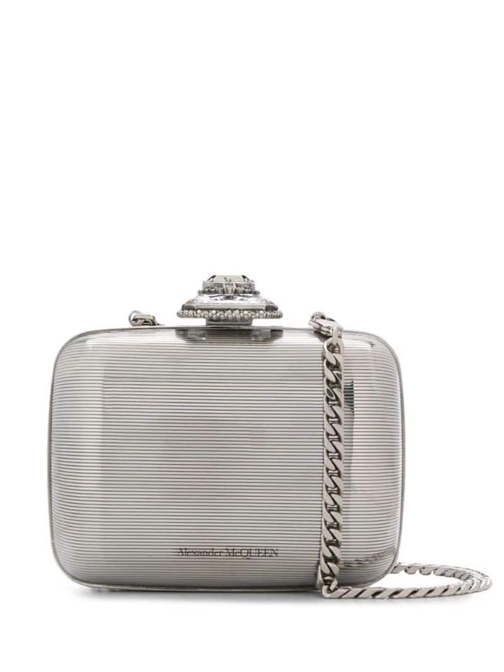 Alexander Mcqueen Branded Clutch Bag - Metallic