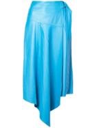 Tibi Asymmetric Draped Midi Skirt - Blue