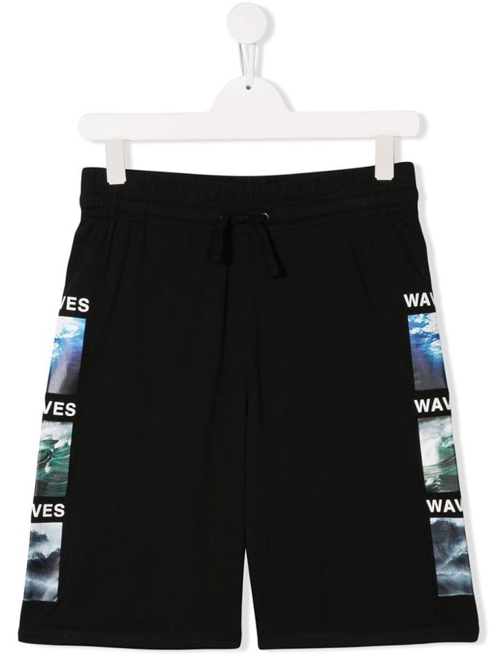 Marcelo Burlon County Of Milan Kids 'waves' Print Shorts - Black