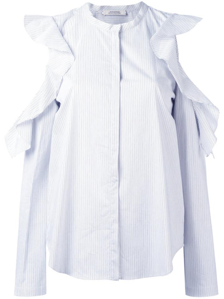 Dorothee Schumacher Striped Shirt, Women's, Size: 4, White, Cotton/polyamide/spandex/elastane