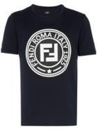 Fendi Logo Printed Roma Cotton T-shirt - Blue
