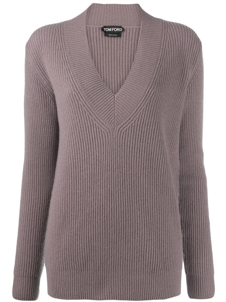 Tom Ford Cashmere V-neck Jumper - Purple