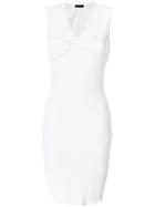 Versace V-neck Perforated Ribbed Dress - White