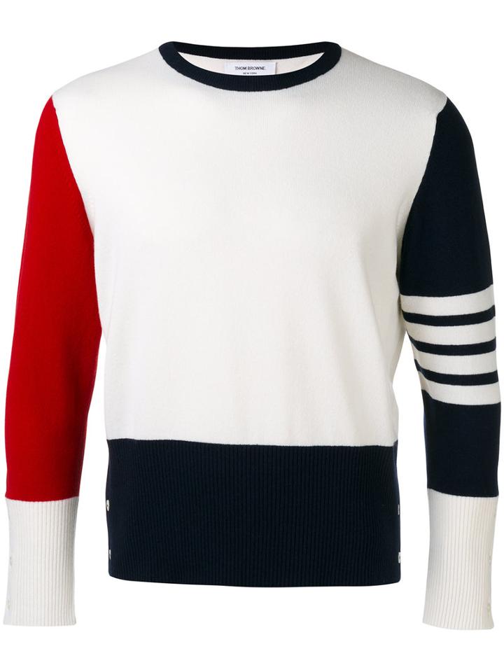 Thom Browne - Color Block Sweater - Men - Cashmere - 3, White, Cashmere