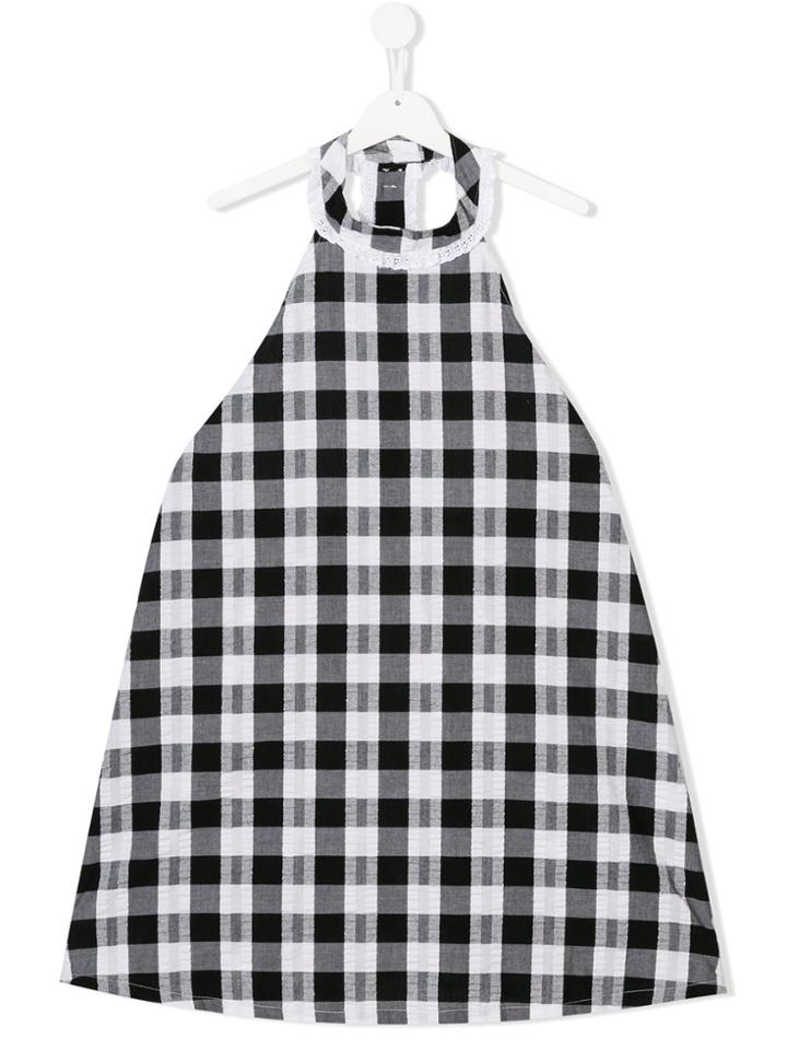 Mariuccia Milano Kids Teen Gingham Halterneck Dress - Black