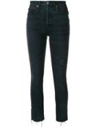 Re/done - Raw Hem Cropped Jeans - Women - Cotton - 25, Black, Cotton