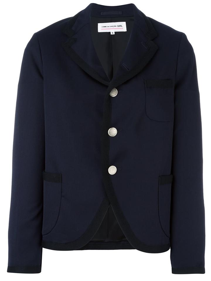 Comme Des Garçons Girl Round Hem Cropped Jacket, Size: Large, Blue, Cupro/wool