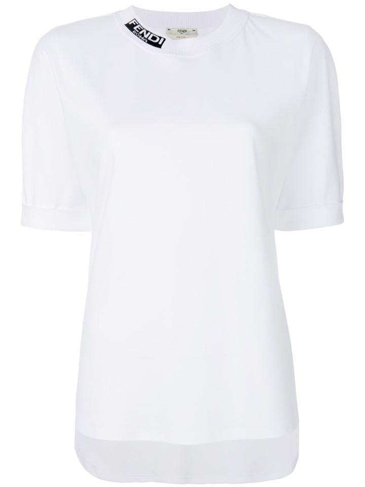 Fendi Collar Logo Print T-shirt - White