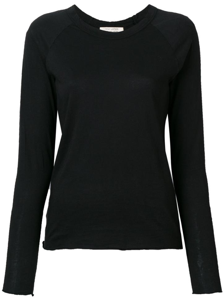 Nili Lotan Longsleeved Fitted T-shirt - Black