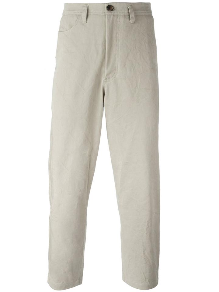 Acne Studios - High-waist Cropped Trousers - Men - Cotton - 48, Nude/neutrals, Cotton