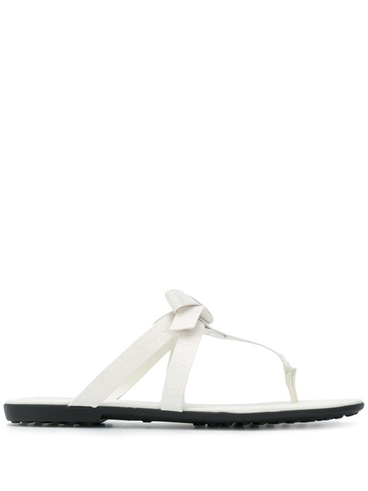 Tod's Leather Bow Sandals - White