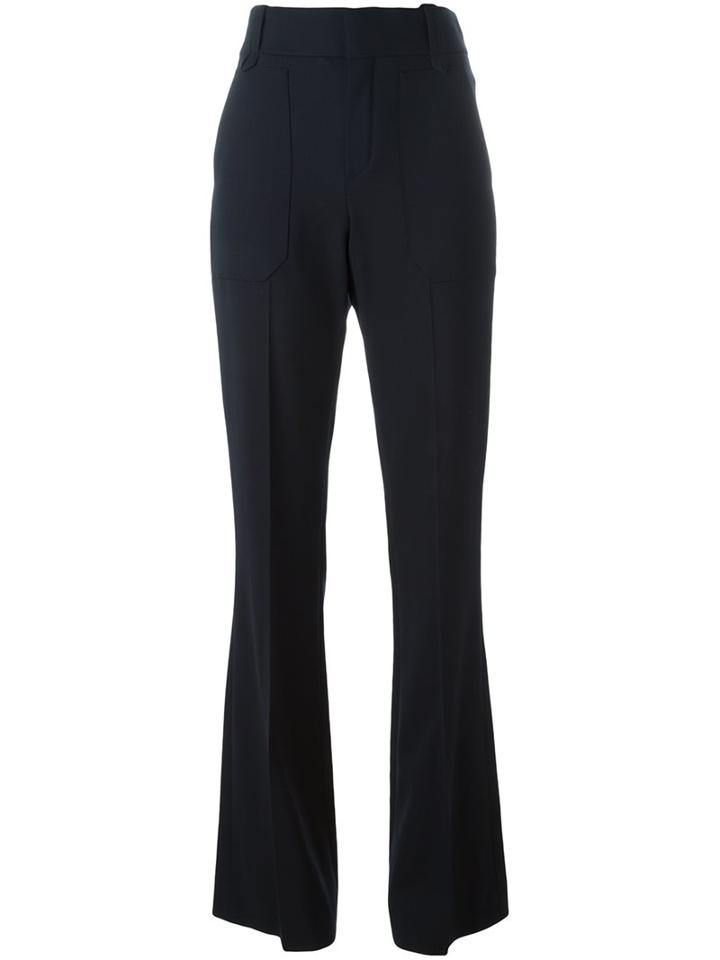 Chloé Fitted Flared Trousers, Women's, Size: 38, Blue, Silk/spandex/elastane/virgin Wool