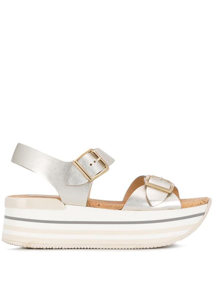 Hogan Buckle Strap Sandals - Grey