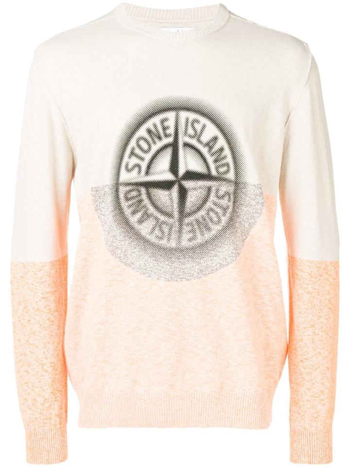 Stone Island Logo Intarsia Jumper - Neutrals