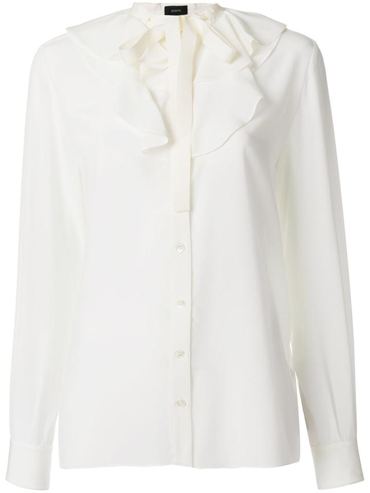 Joseph - Frilled Neck Blouse - Women - Silk/rayon - 42, White, Silk/rayon