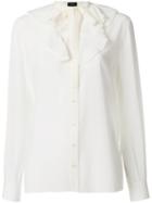 Joseph - Frilled Neck Blouse - Women - Silk/rayon - 42, White, Silk/rayon