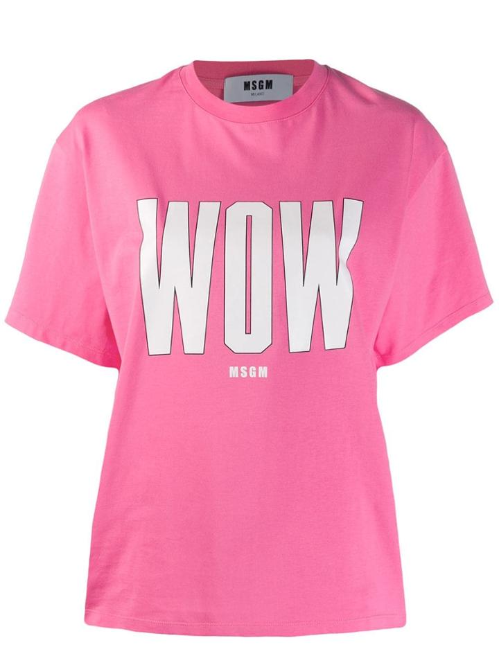 Msgm Printed 'wow' T-shirt - Pink
