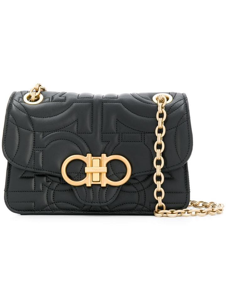 Salvatore Ferragamo Gancio Quilted Leather Bag - Black
