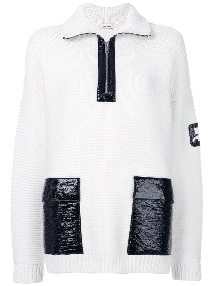 Courrèges Zipped High Neck Jumper - White