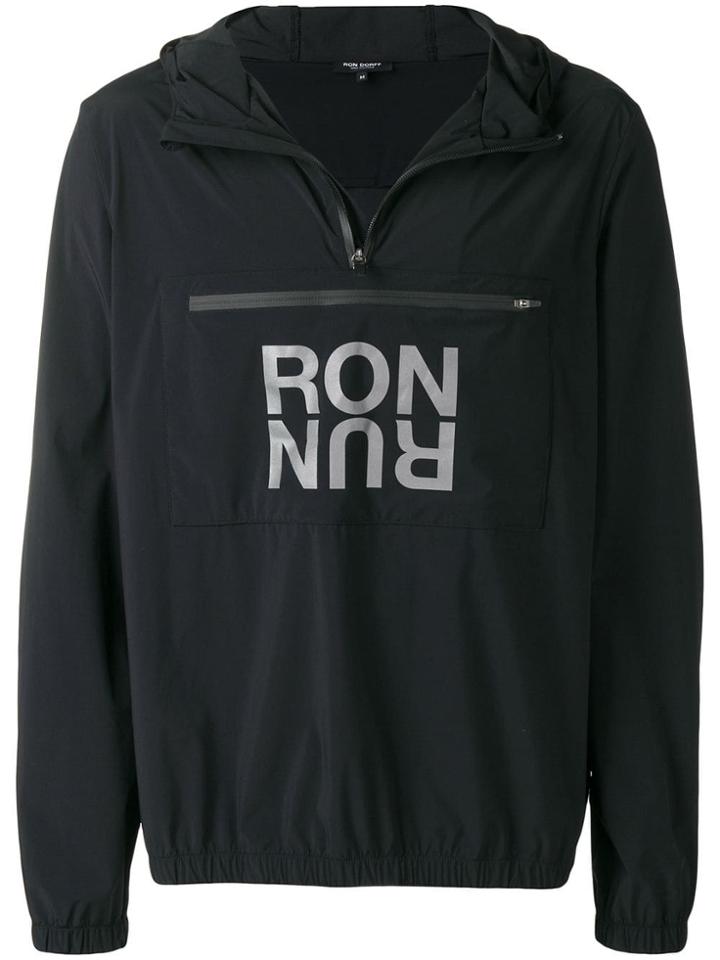 Ron Dorff Pullover Hooded Windbreaker - Black