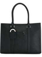 Bulgari Double Strap Tote, Men's, Black, Calf Leather