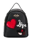 Love Moschino Backpack With Patches - Black