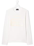 Young Versace Logo Long-sleeve Top - White