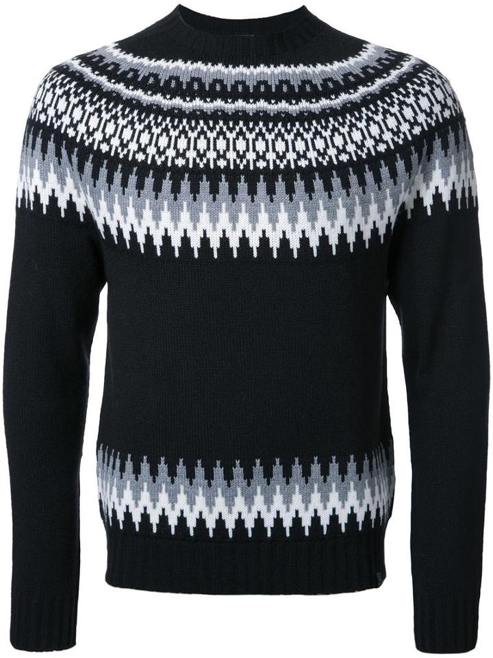 Bedwin & The Heartbreakers Fair Isle Knit Jumper, Men's, Size: 1, Black, Acrylic/wool