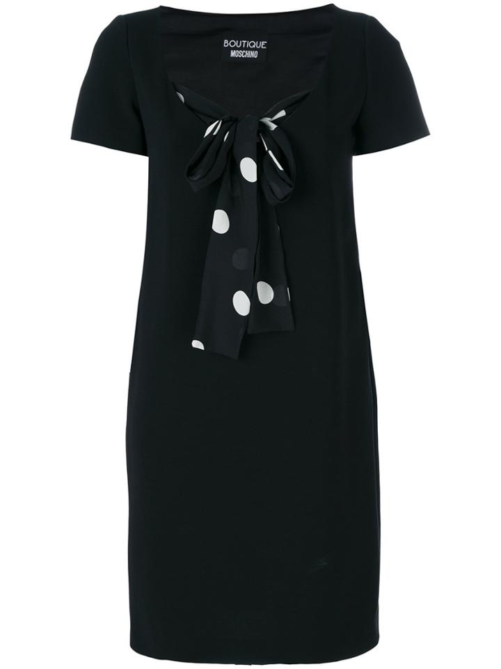 Boutique Moschino Dotted Tie Shift Dress - Black