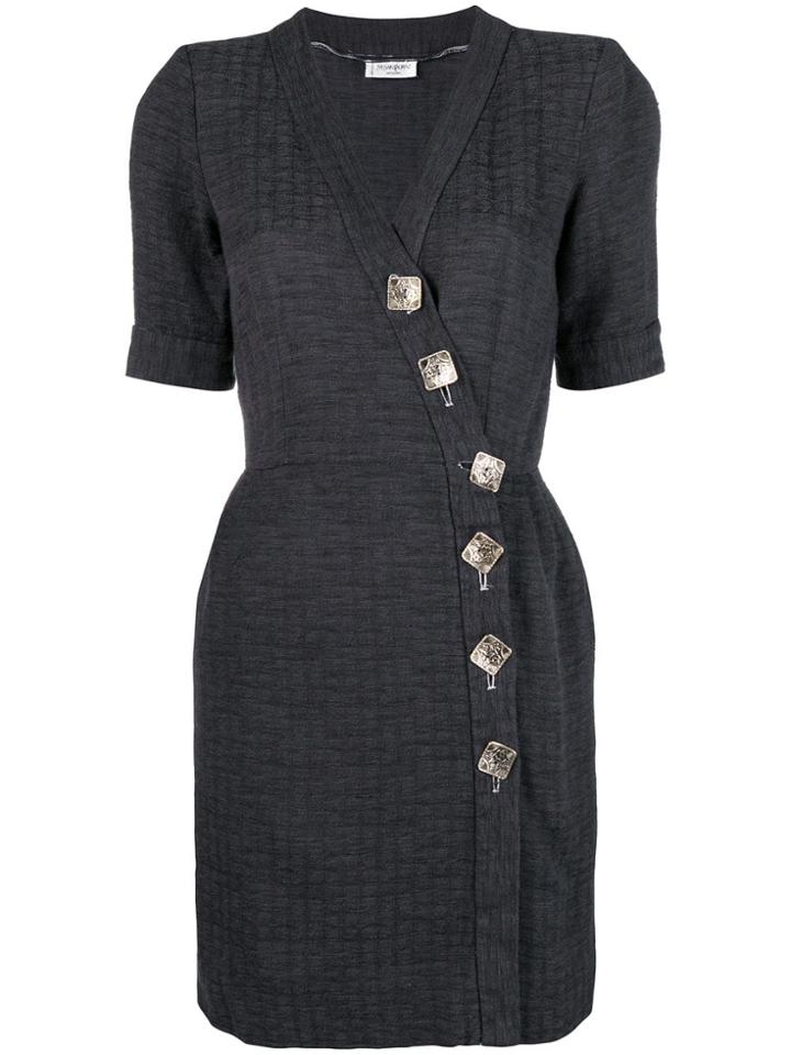 Yves Saint Laurent Vintage Wrap-front Mini Dress - Grey