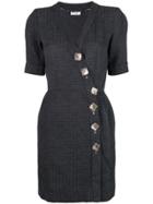 Yves Saint Laurent Vintage Wrap-front Mini Dress - Grey