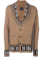 Laneus Geometric Intarsia Cardigan, Men's, Size: 48, Nude/neutrals, Polyamide/viscose/angora/virgin Wool