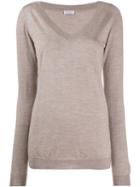 Brunello Cucinelli V-neck Knit Top - Neutrals