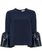 Roksanda Flared Sleeves Blouse, Women's, Size: 8, Blue, Polyester/wool/polyamide/spandex/elastane